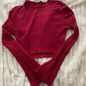 SHEIN red cropped long sleeve